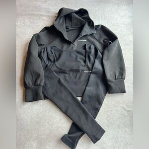 Peachy Cheeks Black Women's Hoodie Sweatshirt and Black Top